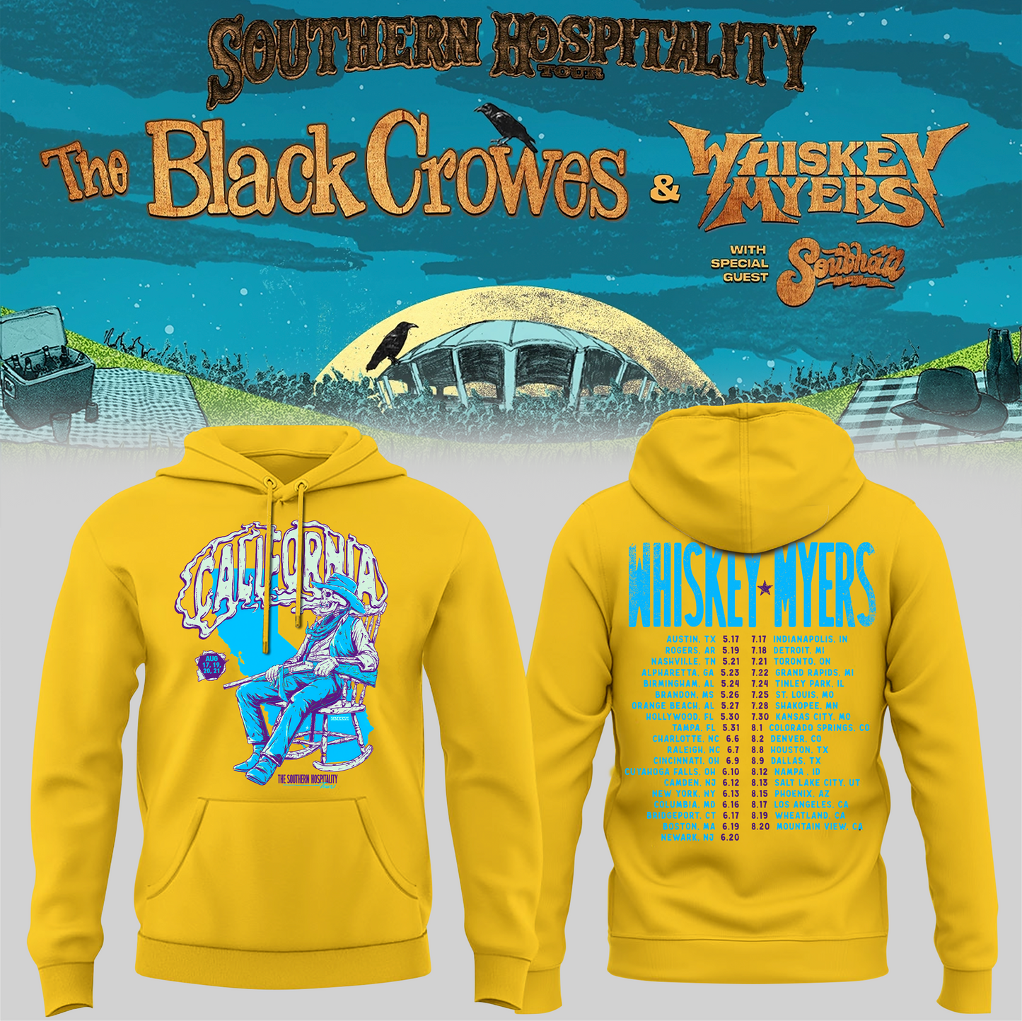 Limited Edition Whiskey Myers Southern Hospitality Tour In CA Hoodie 4