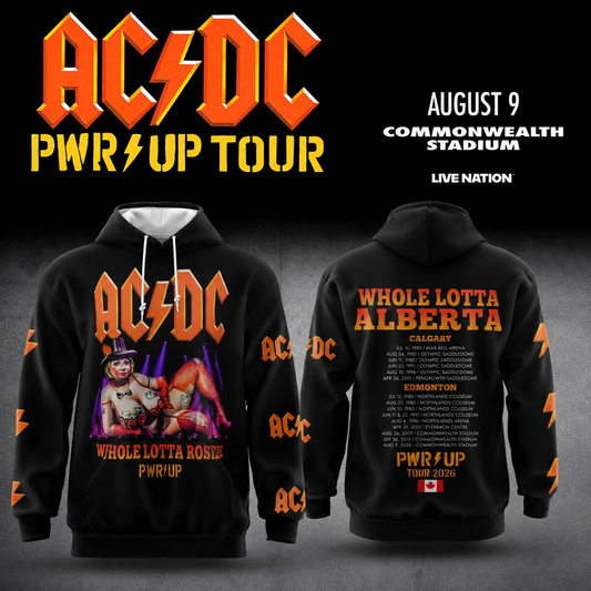 AC/DC Power Up Tour 2026 - Edmonton, AL Canada  3D Unisex Hoodie