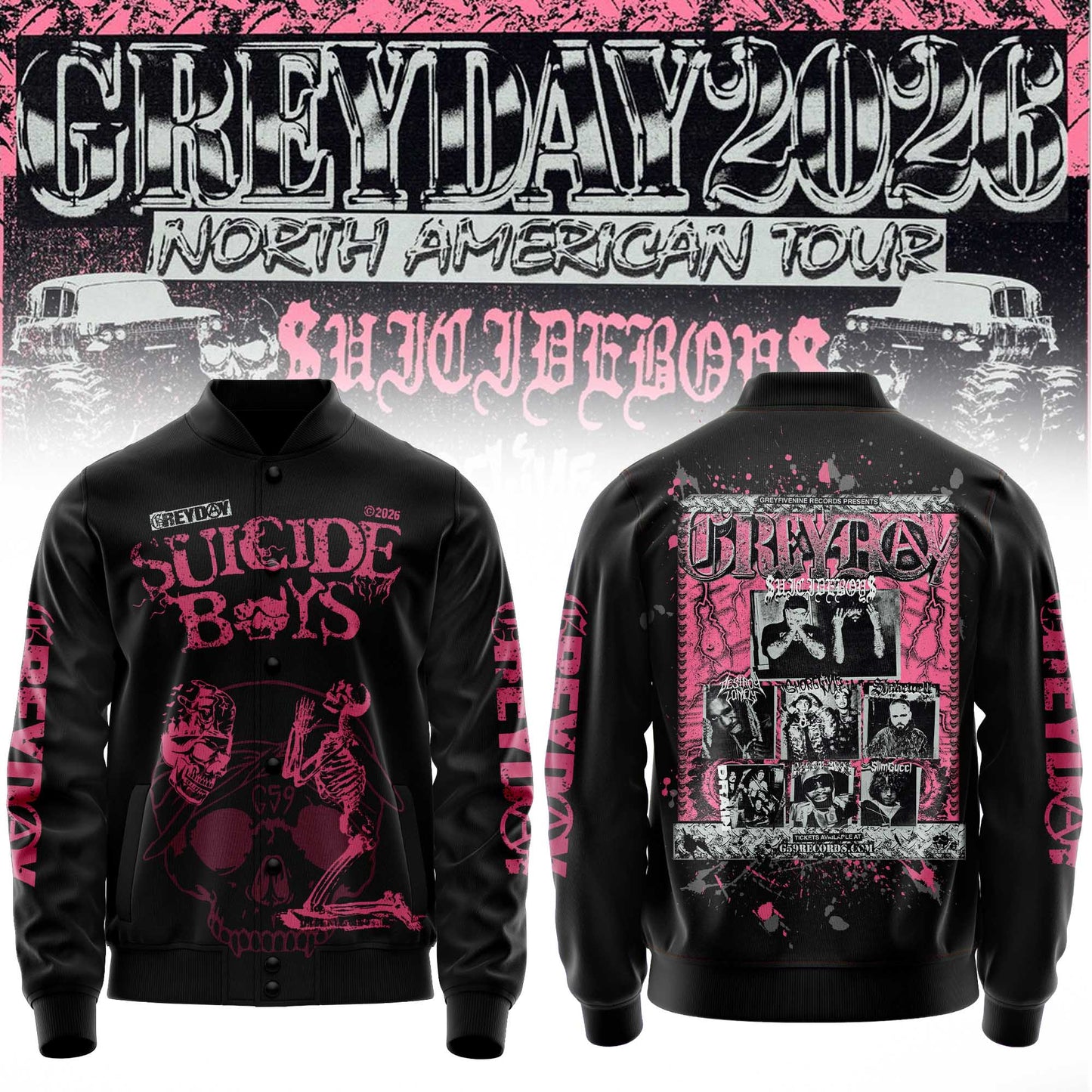 $uicideboy$ Greyday 2026 – North American Tour Baseball Jacket