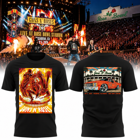 Guns N’ Roses The Jungle Rose Bowl Stadium Pasadena CA 2026 Tour T-Shirt