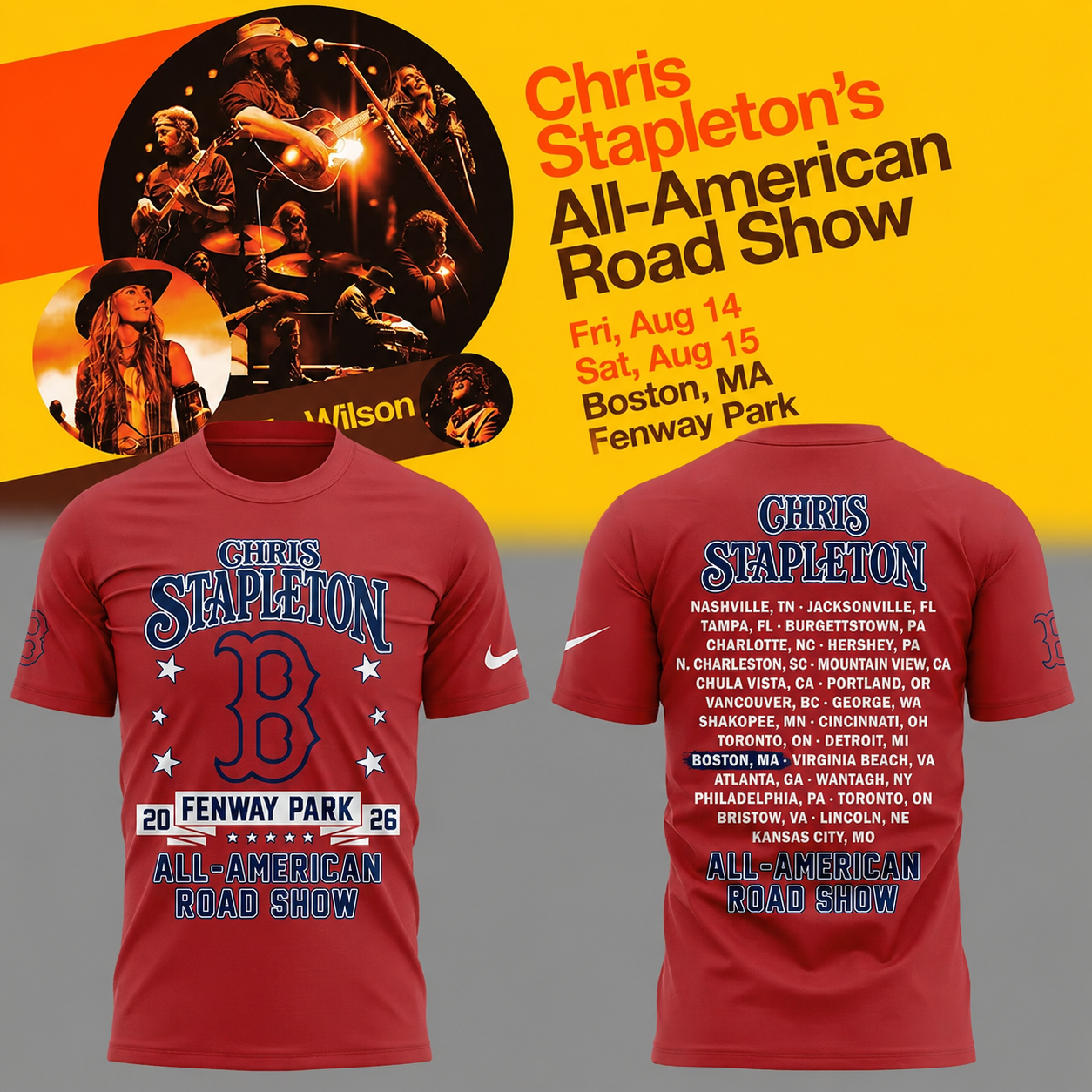 03. Chris Stapleton x Boston Red Sox - All American Road Show 2026 T-Shirt