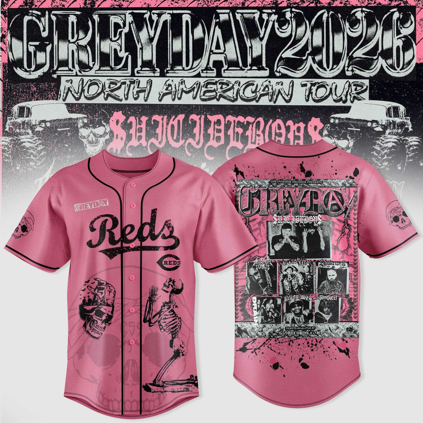 $uicideboy$ Greyday 2026 – North American Tour Baseball Team Jersey