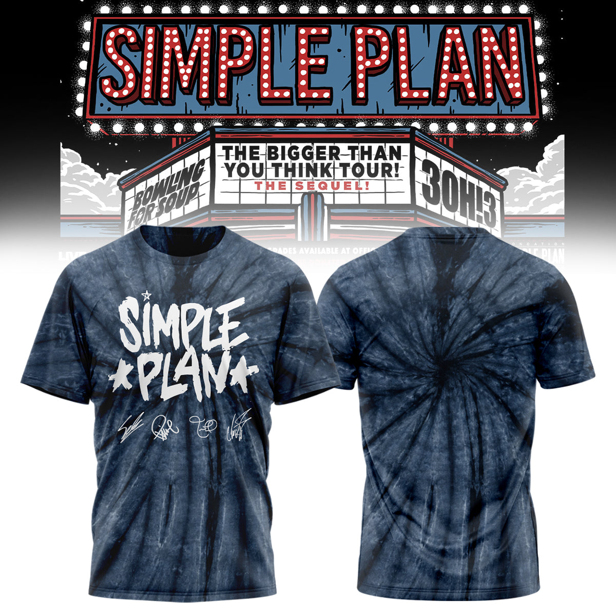 Simple Plan " The Bigger Than You Think! Tour " Signature Limited Edition - Tshirt