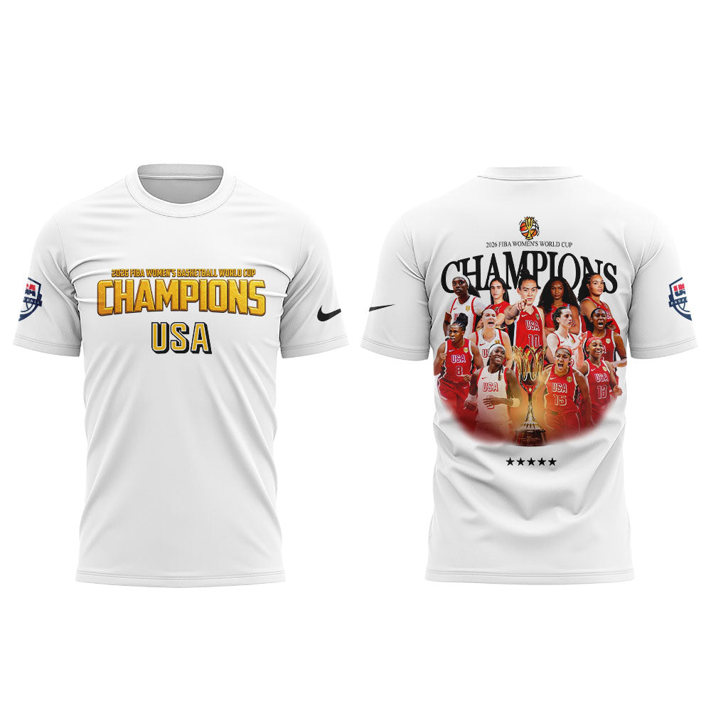 . Team USA FIBA World Cup 2026 FIBA WOMEN’S WORLD CUP CHAMPIONS White Shirt