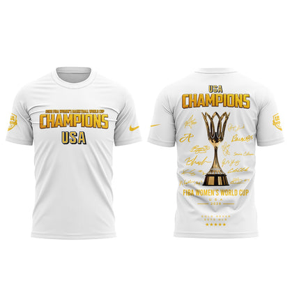 . Team USA FIBA World Cup 2026 FIBA WOMEN’S WORLD CUP CHAMPIONS White Signature Shirt