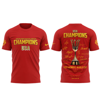 . Team USA FIBA World Cup 2026 FIBA WOMEN’S WORLD CUP CHAMPIONS Red Signature Shirt