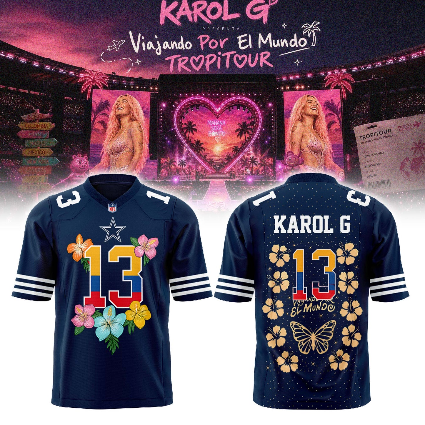 Karol G Viajando Por El Mundo TropiTour 2026 Jersey