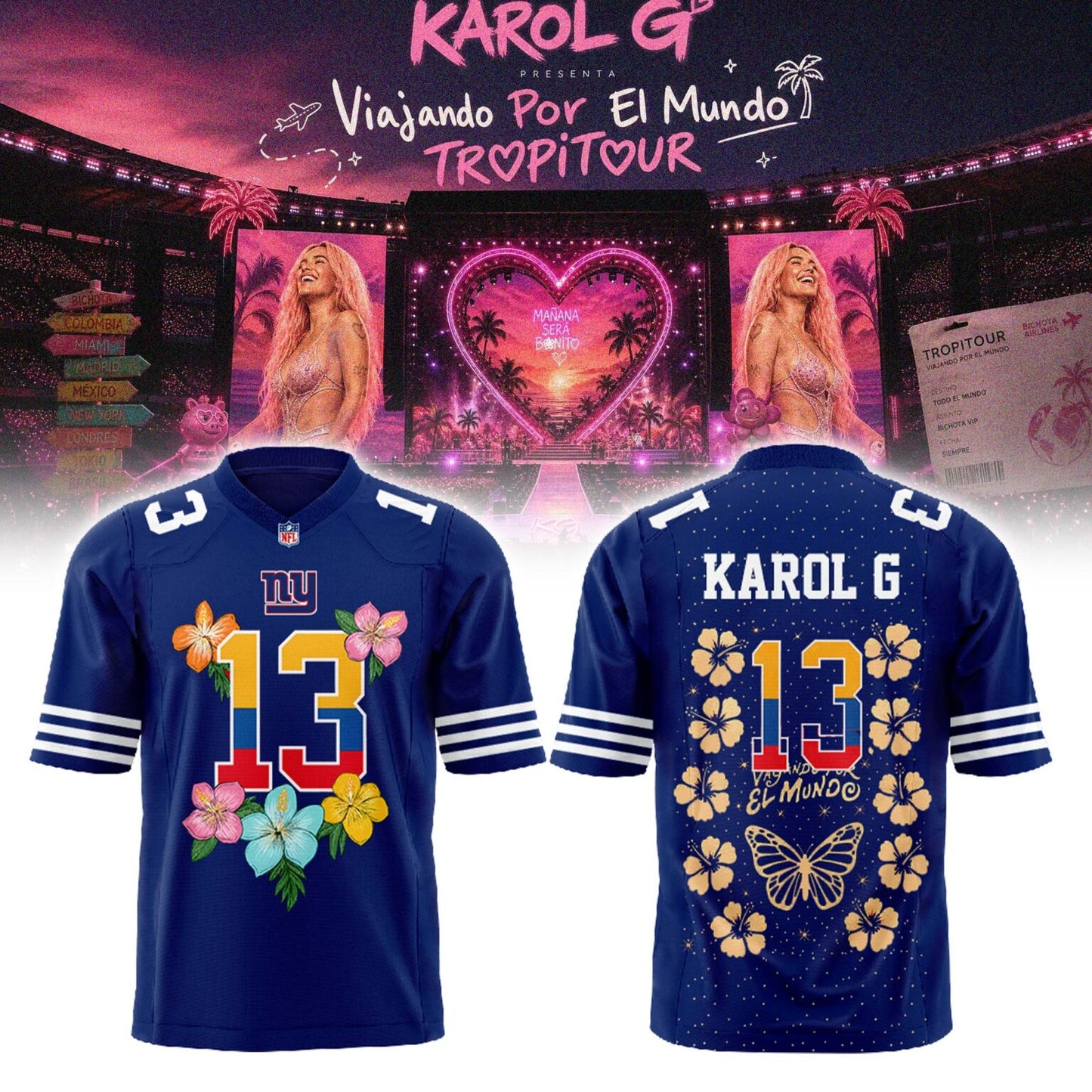 Karol G Viajando Por El Mundo TropiTour 2026 Jersey