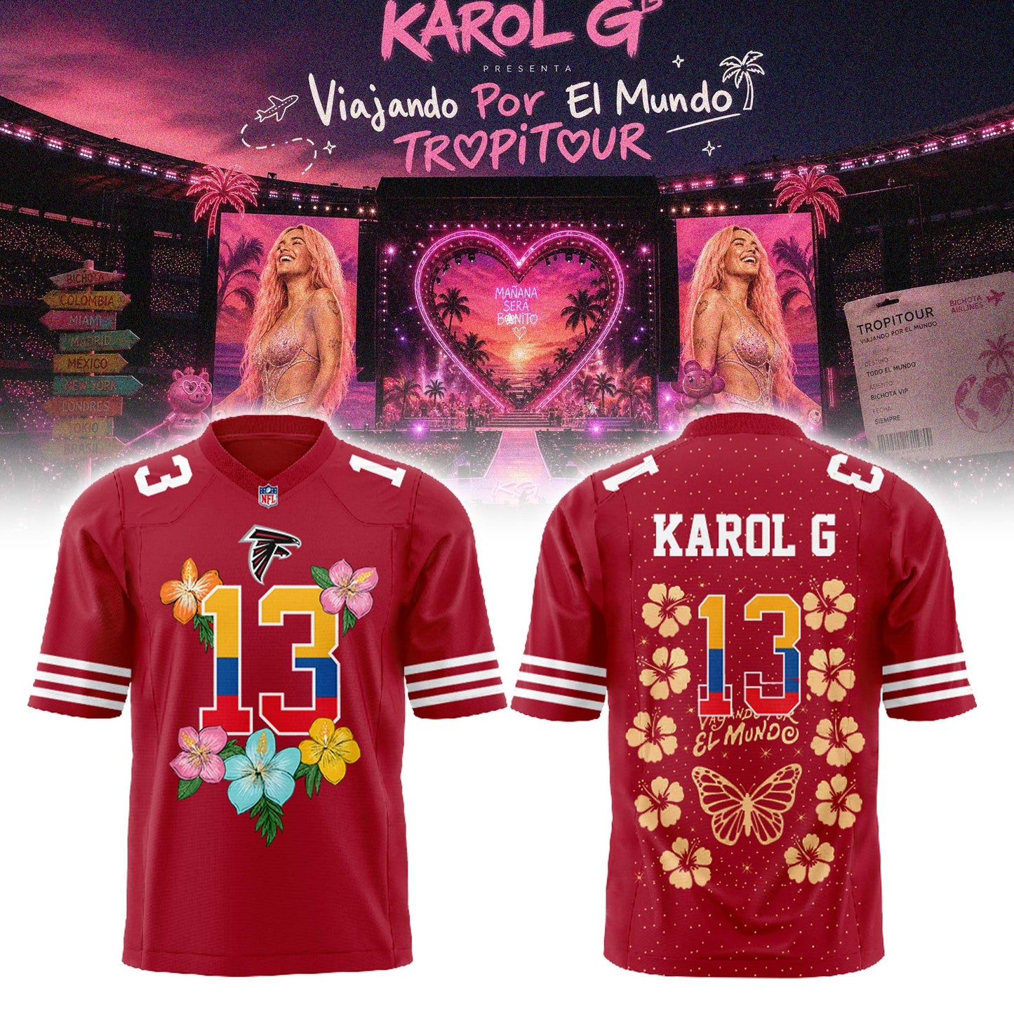 Karol G Viajando Por El Mundo TropiTour 2026 Jersey