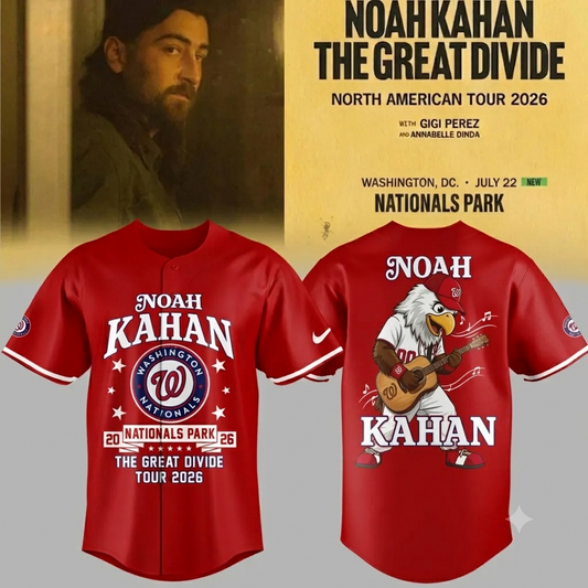 07. New Baseball Jersey Noah Kahan x Washington Nationals - The Great Divide Tour 2026 Baseball Jersey