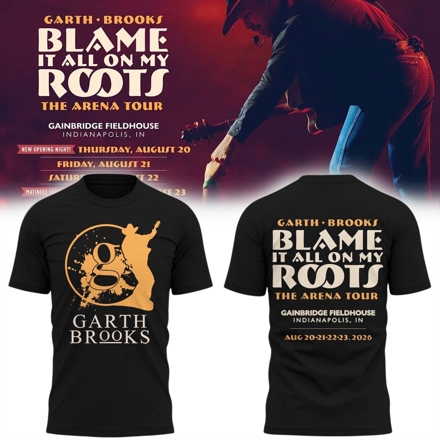 Limited Edition “Blame It All On My Roots – The Arena Tour” At Gainbridge Fieldhouse, Indianapolis, IN T-Shirts