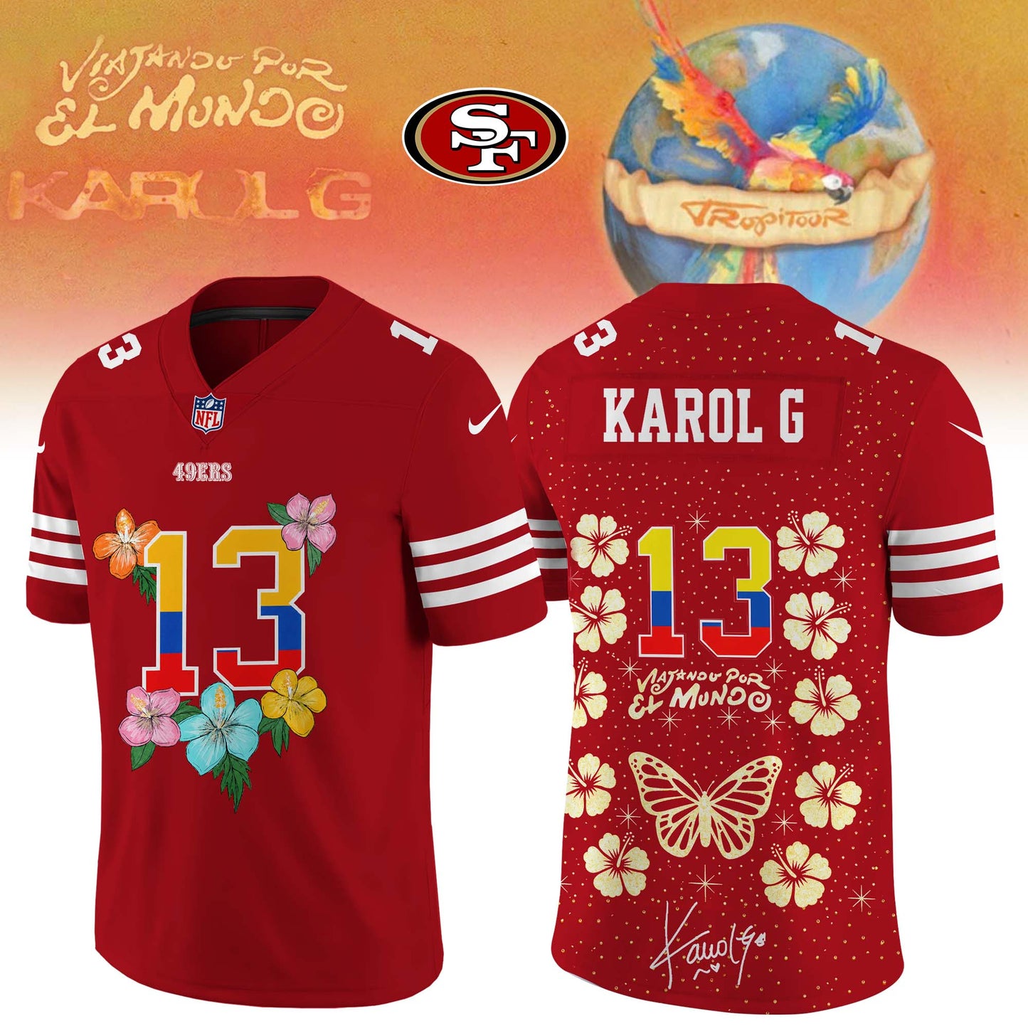 _,San Francisco 49ers x Karol G ”VIAJANDO POR EL MUNDO TROPITOUR” Limited Edition Signature – Jersey 1