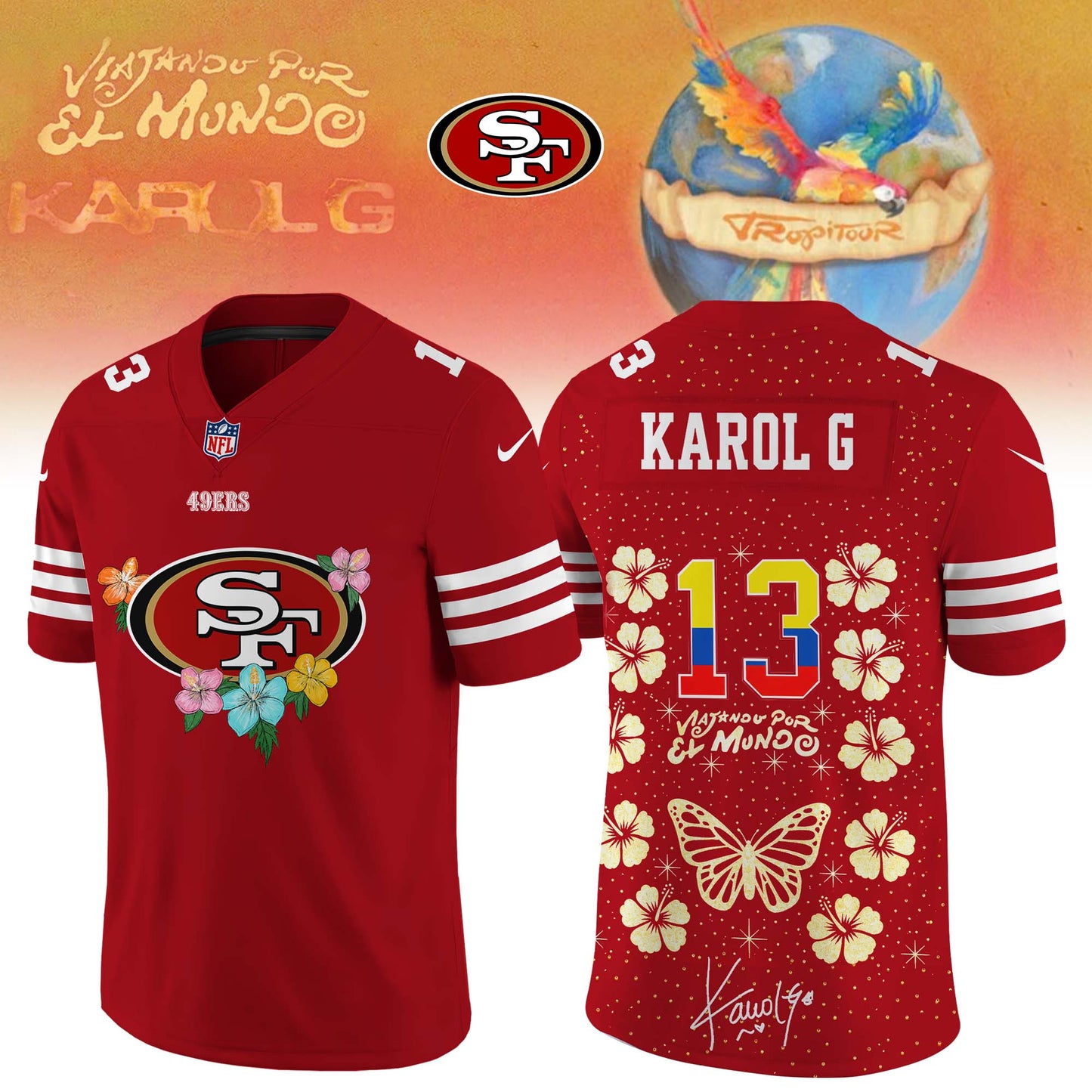_,San Francisco 49ers x Karol G ”VIAJANDO POR EL MUNDO TROPITOUR” Limited Edition Signature – Jersey 2