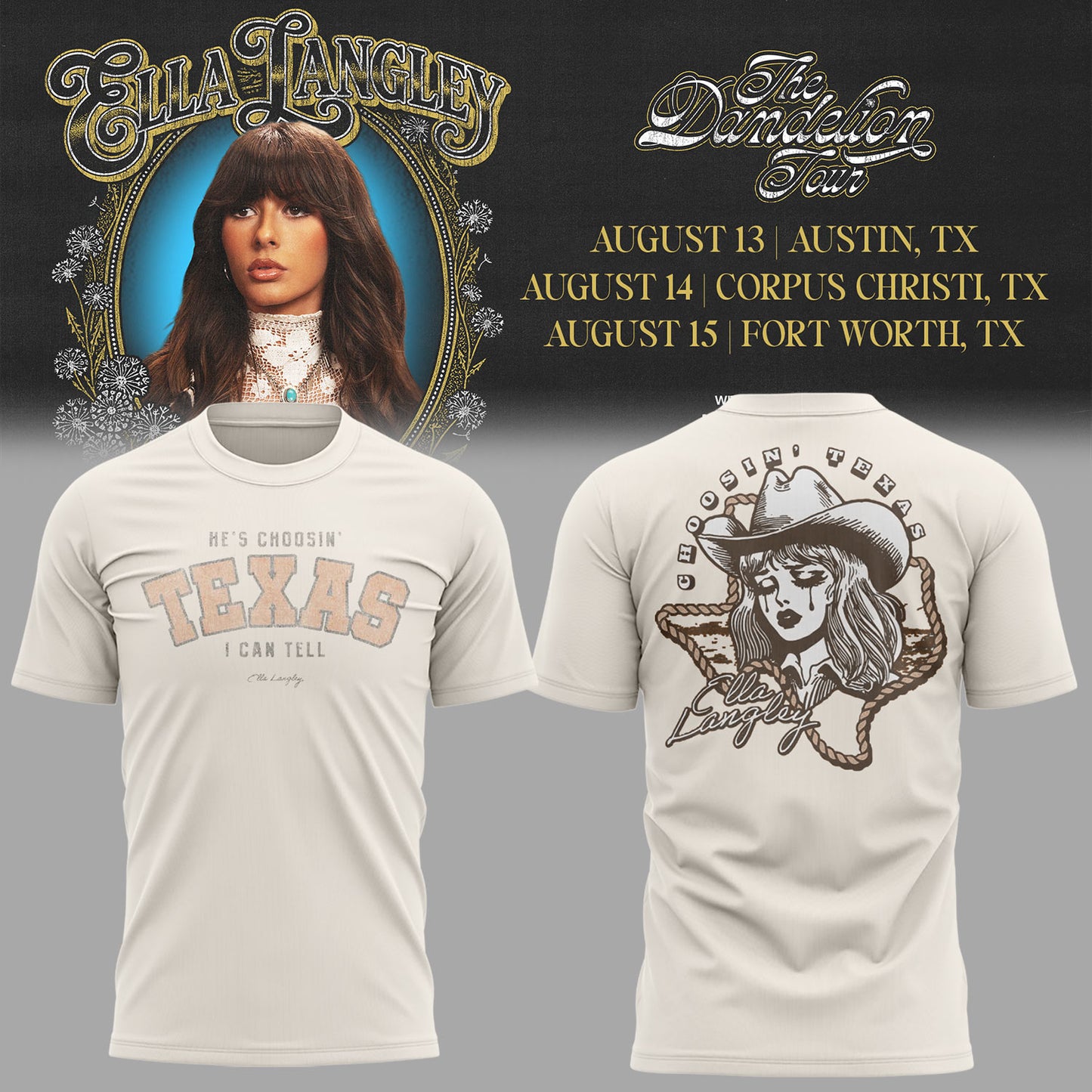 E.Langley “The Dandelion Tour” in Texas Shirt