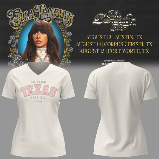 E.Langley “The Dandelion Tour” in Texas V-neck TShirt