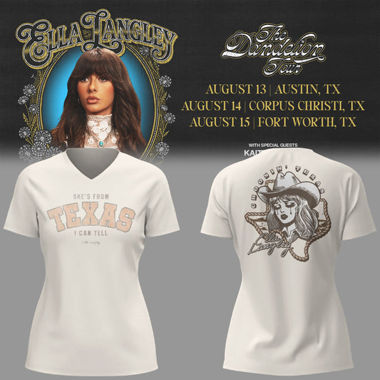 E.Langley “The Dandelion Tour” in Texas V-neck TShirt
