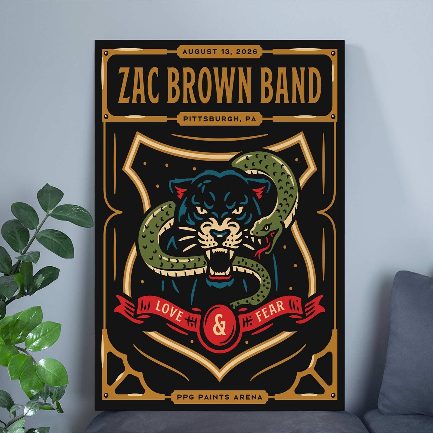 Limited Edition Zac Brown Band Love & Fear Tour in PPG Paints Arena Poster