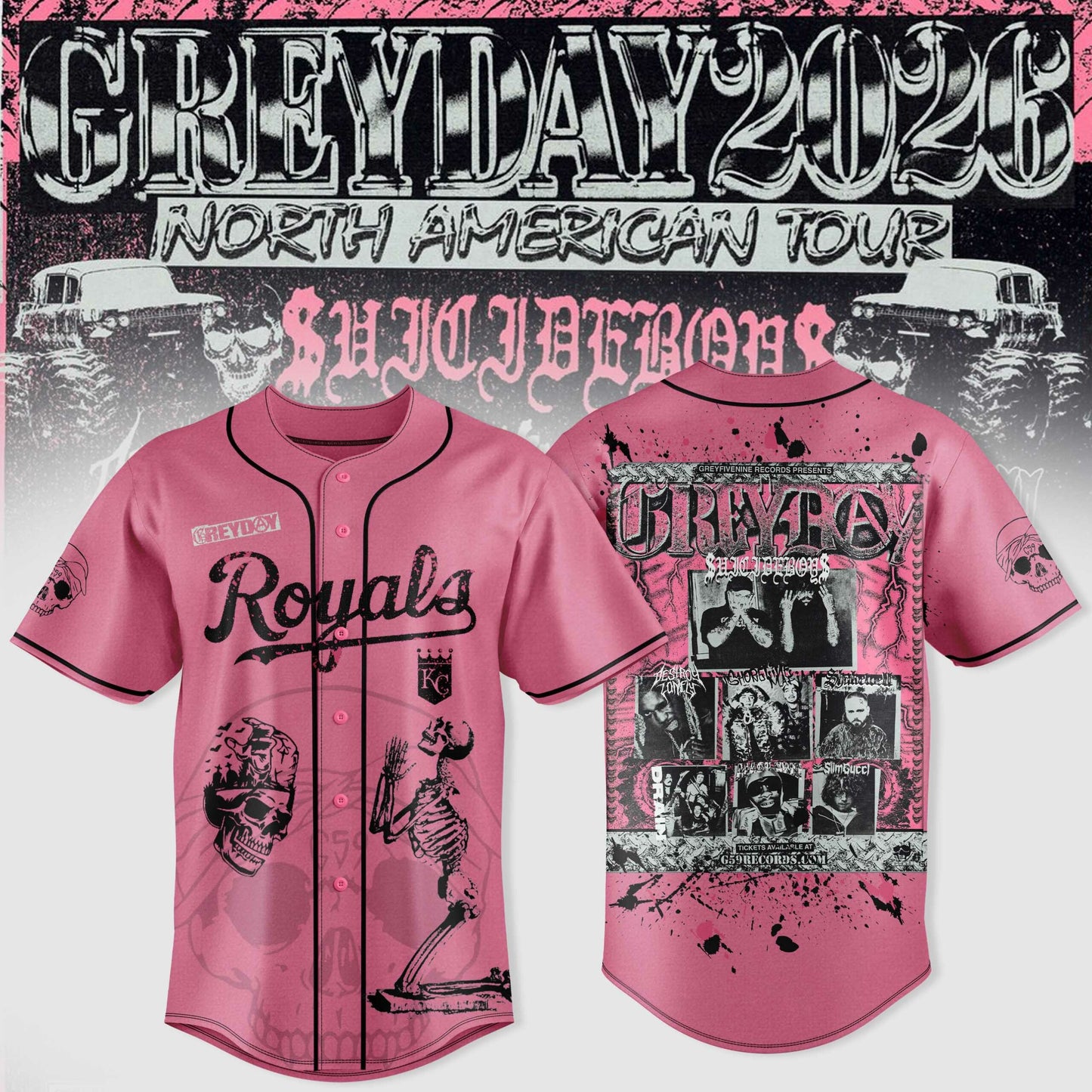 $uicideboy$ Greyday 2026 – North American Tour Baseball Team Jersey