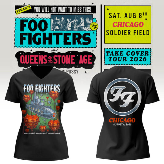 FF 🎸🎤 “Take Cover Tour 2026” in Chicago,IL V-neck TShirt