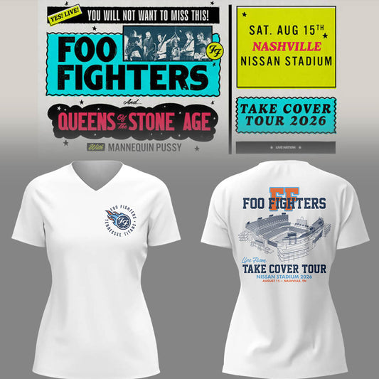 FF 🎸🎤 “Take Cover Tour 2026” in Nashville,TN V-neck TShirt