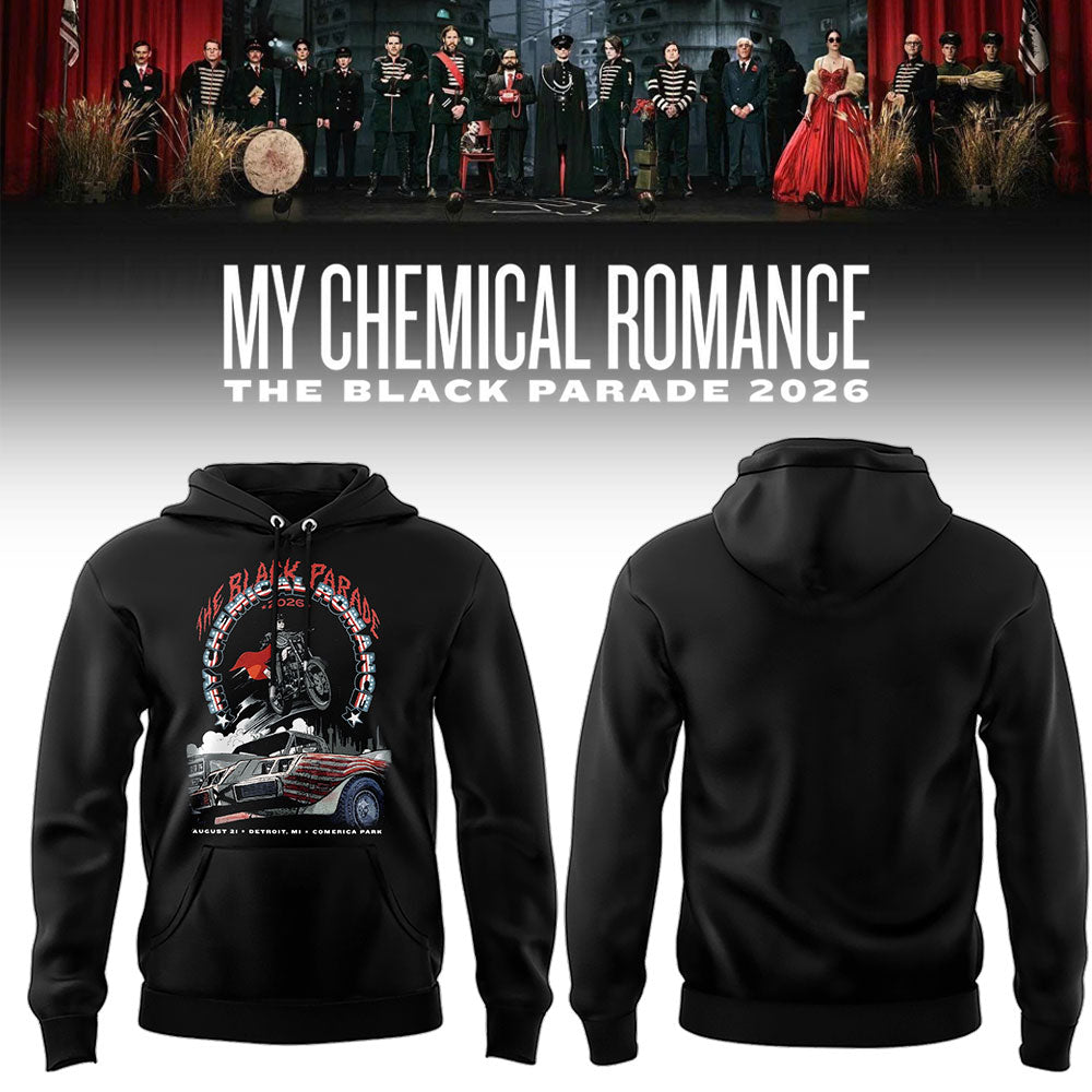 Limited Edition MCR Long Live The Black Parade Tour US 2026 At Detroit Hoodie