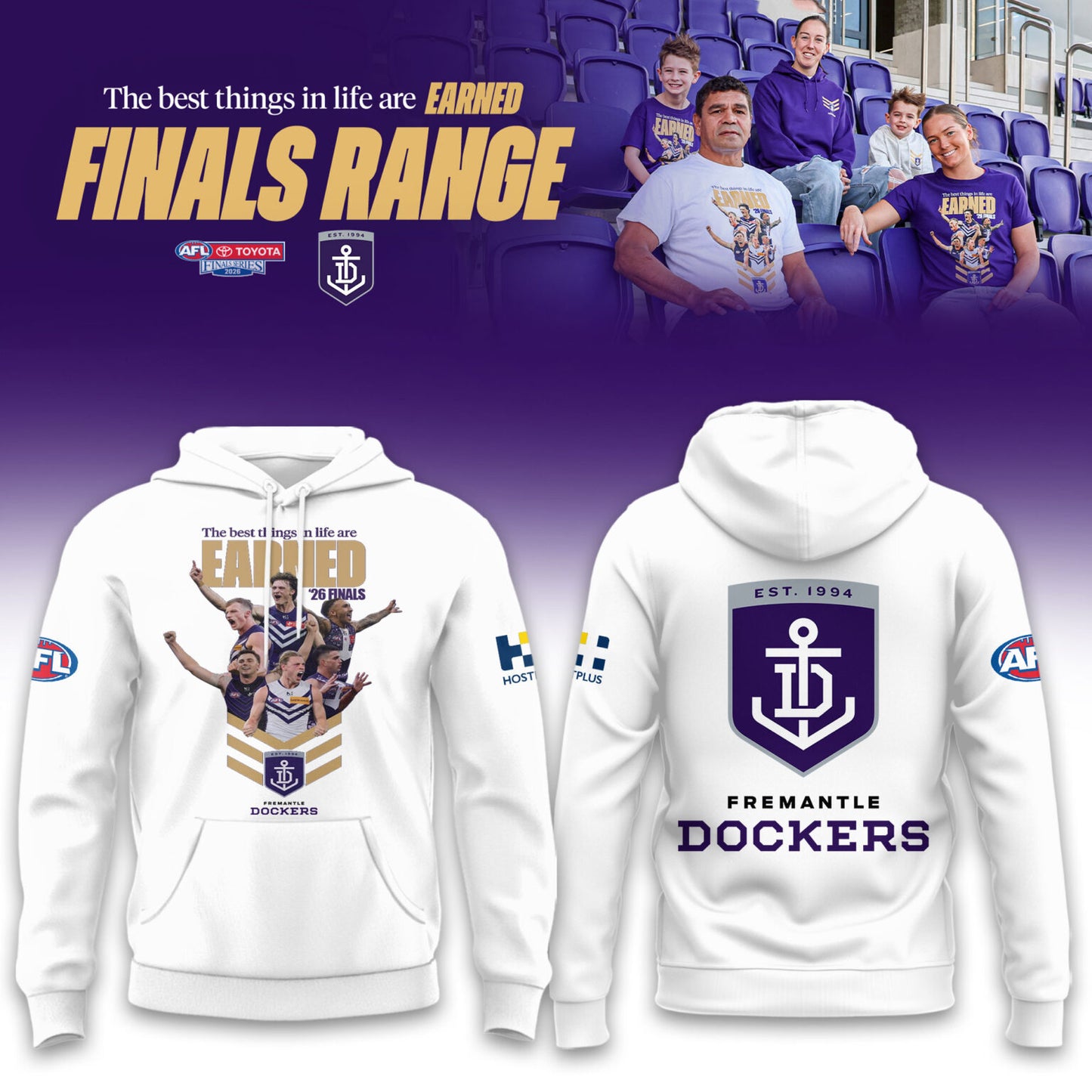 _Fremantle Dockers 2026 AFL EARNED Finals Range Limited White Hoodie