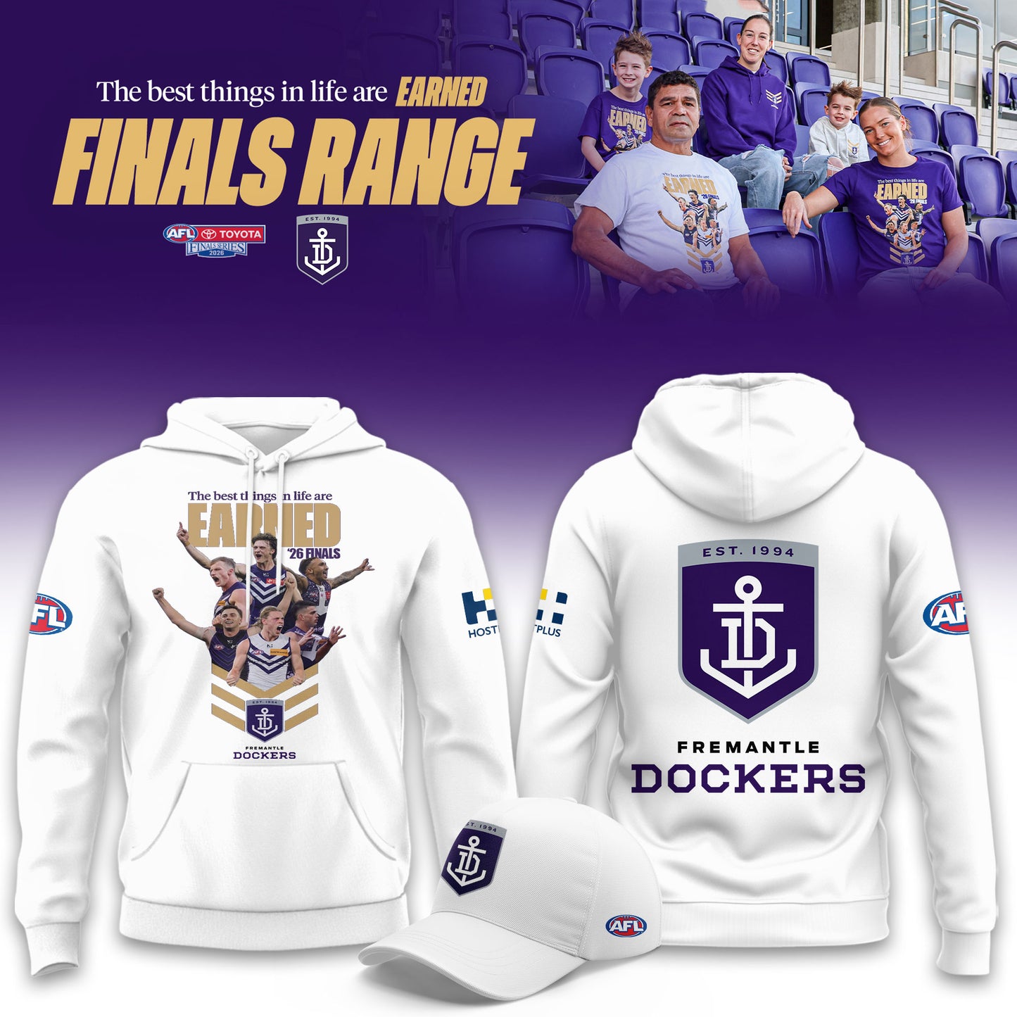 _Fremantle Dockers 2026 AFL EARNED Finals Range Limited White Hoodie