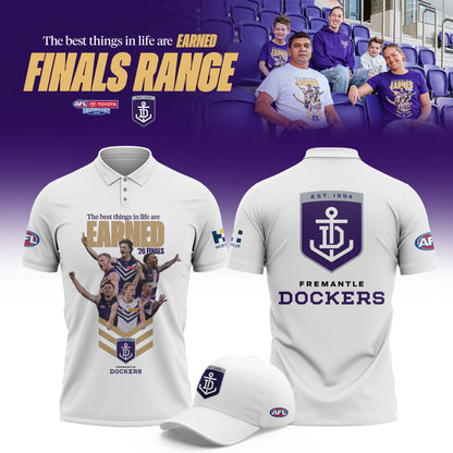 _Fremantle Dockers 2026 AFL EARNED Finals Range Limited White Polo Shirt
