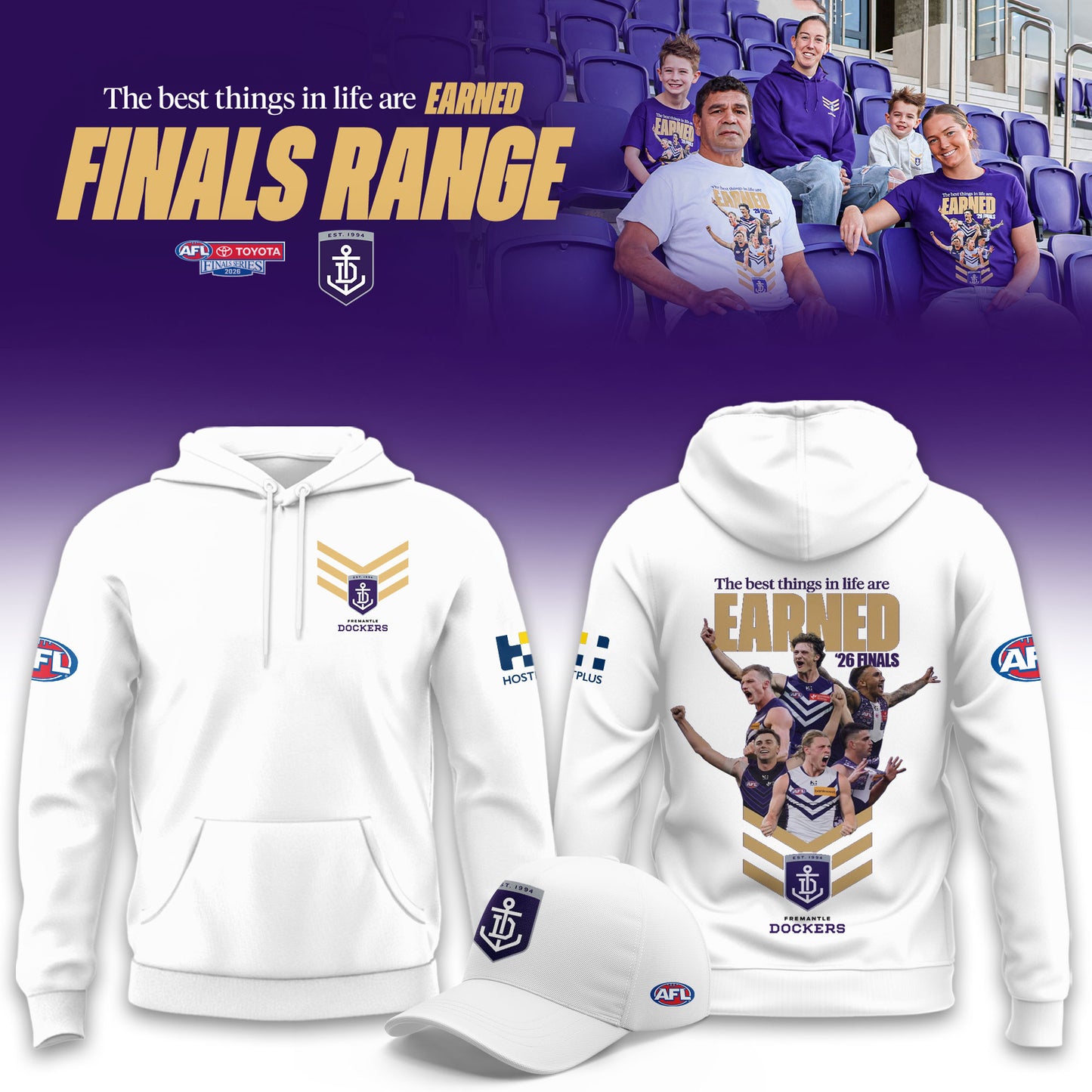 _Fremantle Dockers 2026 AFL EARNED Finals Range Limited White Hoodie v2