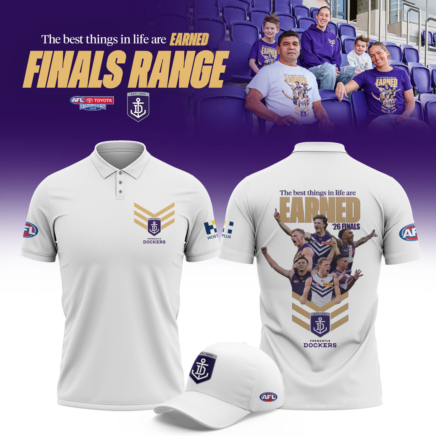 _Fremantle Dockers 2026 AFL EARNED Finals Range Limited White Polo Shirt v2