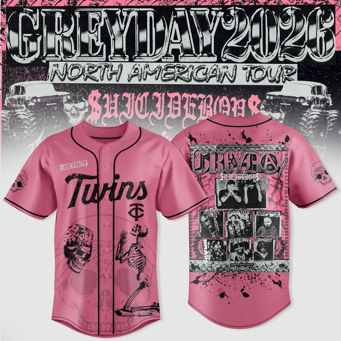$uicideboy$ Greyday 2026 – North American Tour Baseball Team Jersey