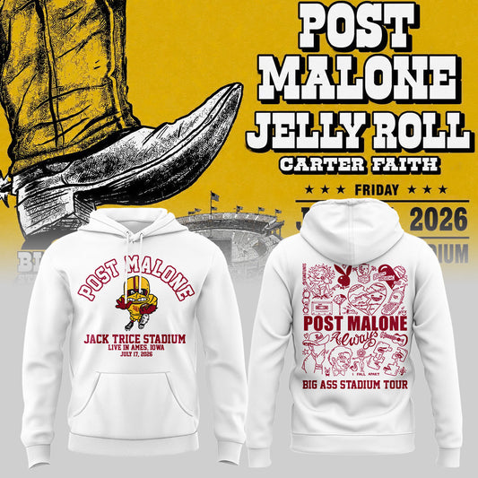 Post Malone x Iowa State Cyclones - Limited Edition Big Ass Stadium Tour At Jack Trice Stadium Hoodie 2