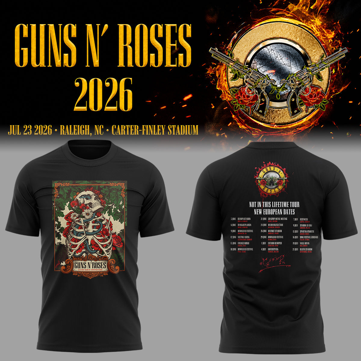 Limited Edition Guns N’ Roses Tour 2026 TShirt 10