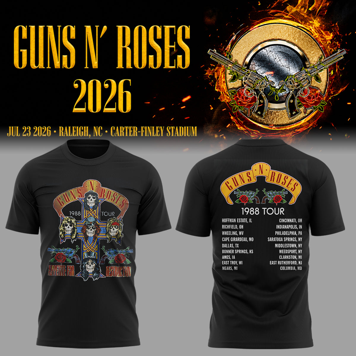 Limited Edition Guns N’ Roses Tour 2026 TShirt 12