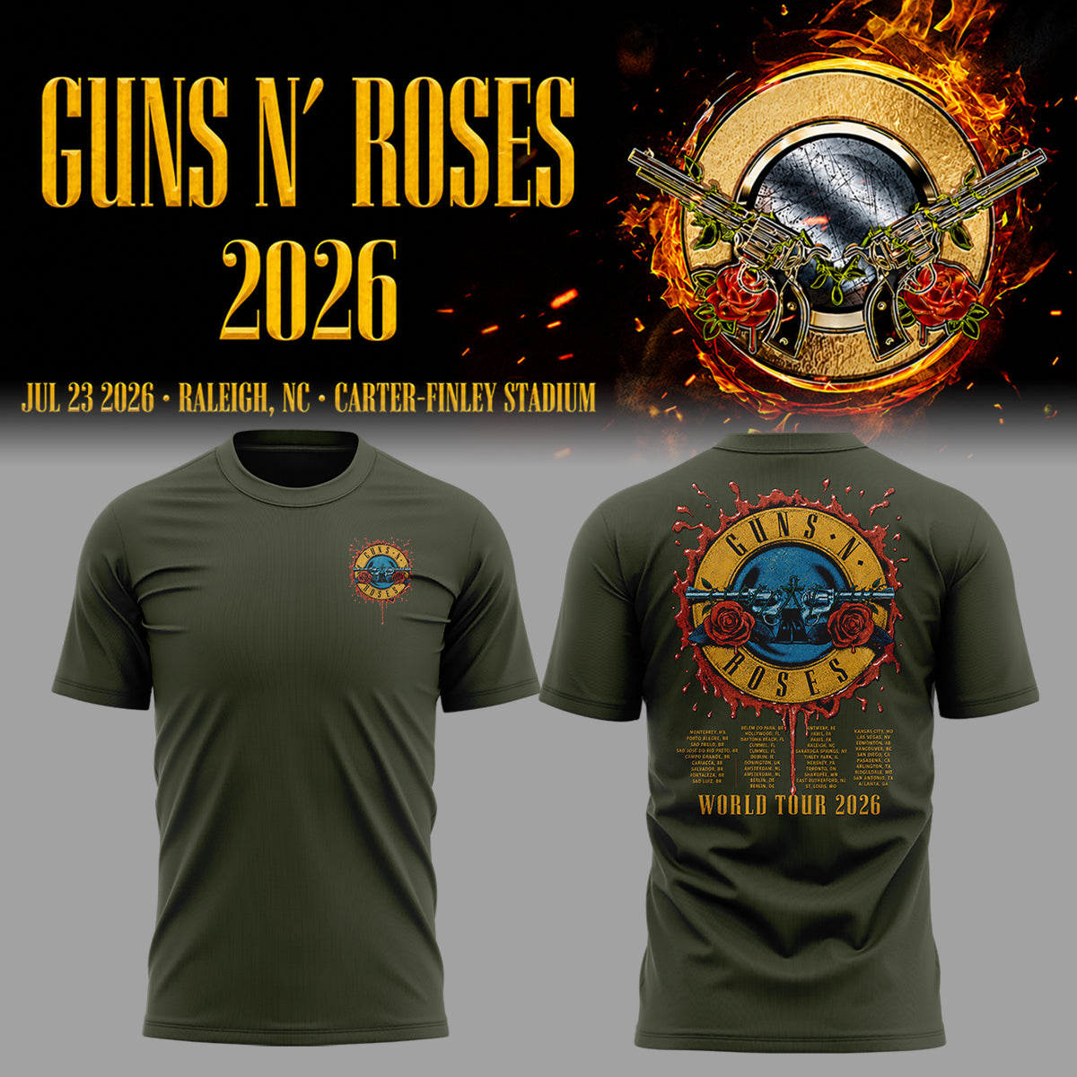 Limited Edition Guns N’ Roses Tour 2026 TShirt 13