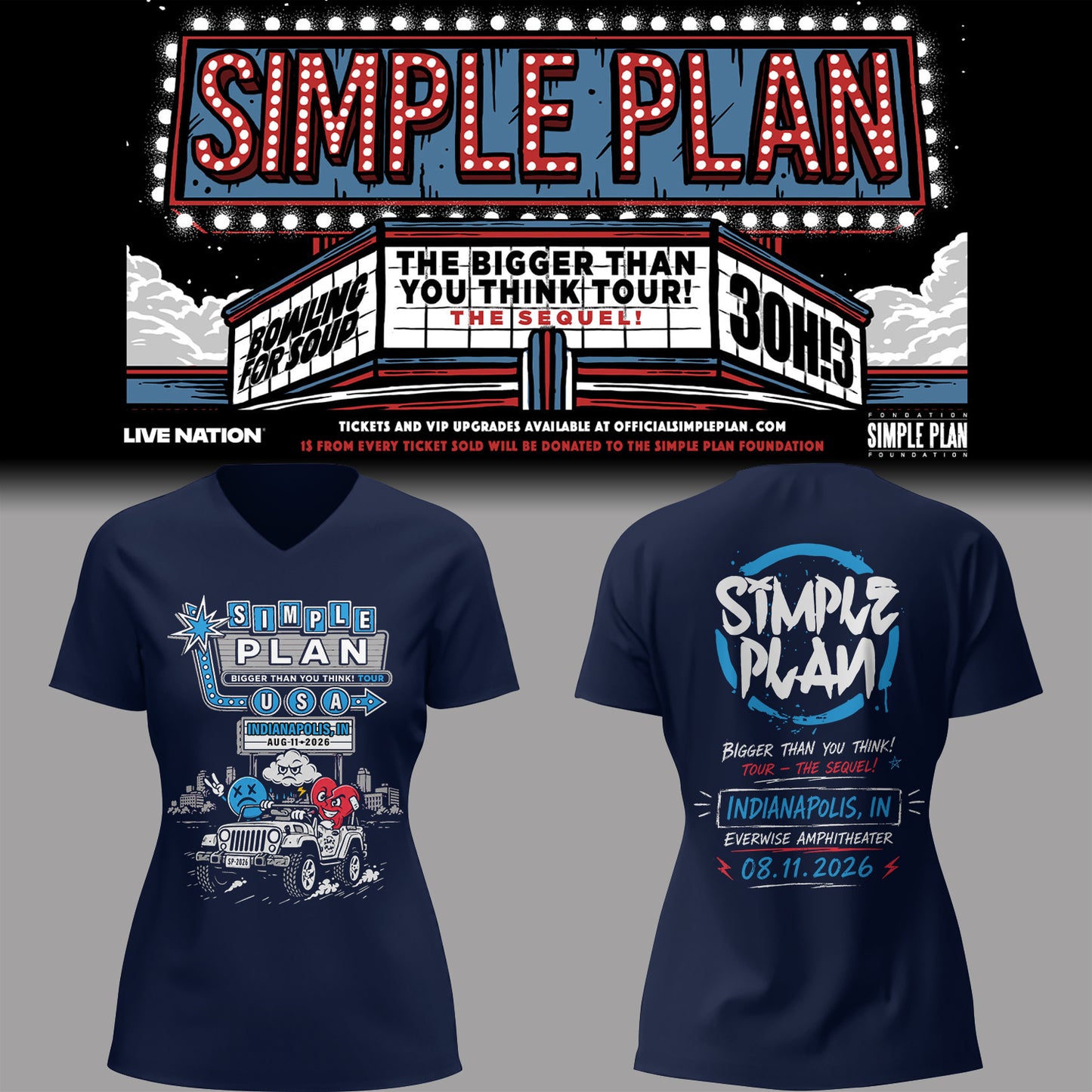 Limited Edition Bigger Than You Think! Tour in Indianapolis,IN V-neck TShirt