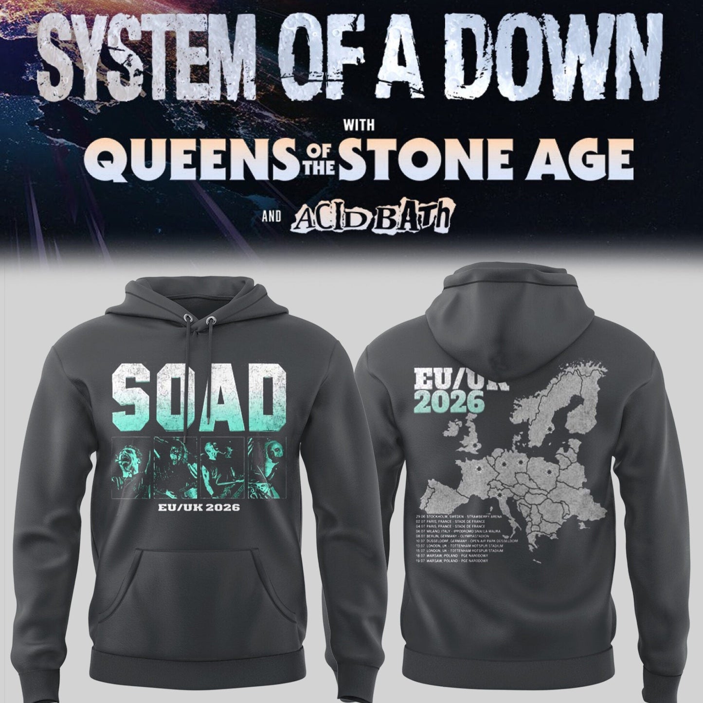 Limited Edition SOAD UK & Europe Stadium Tour 2026 Hoodie