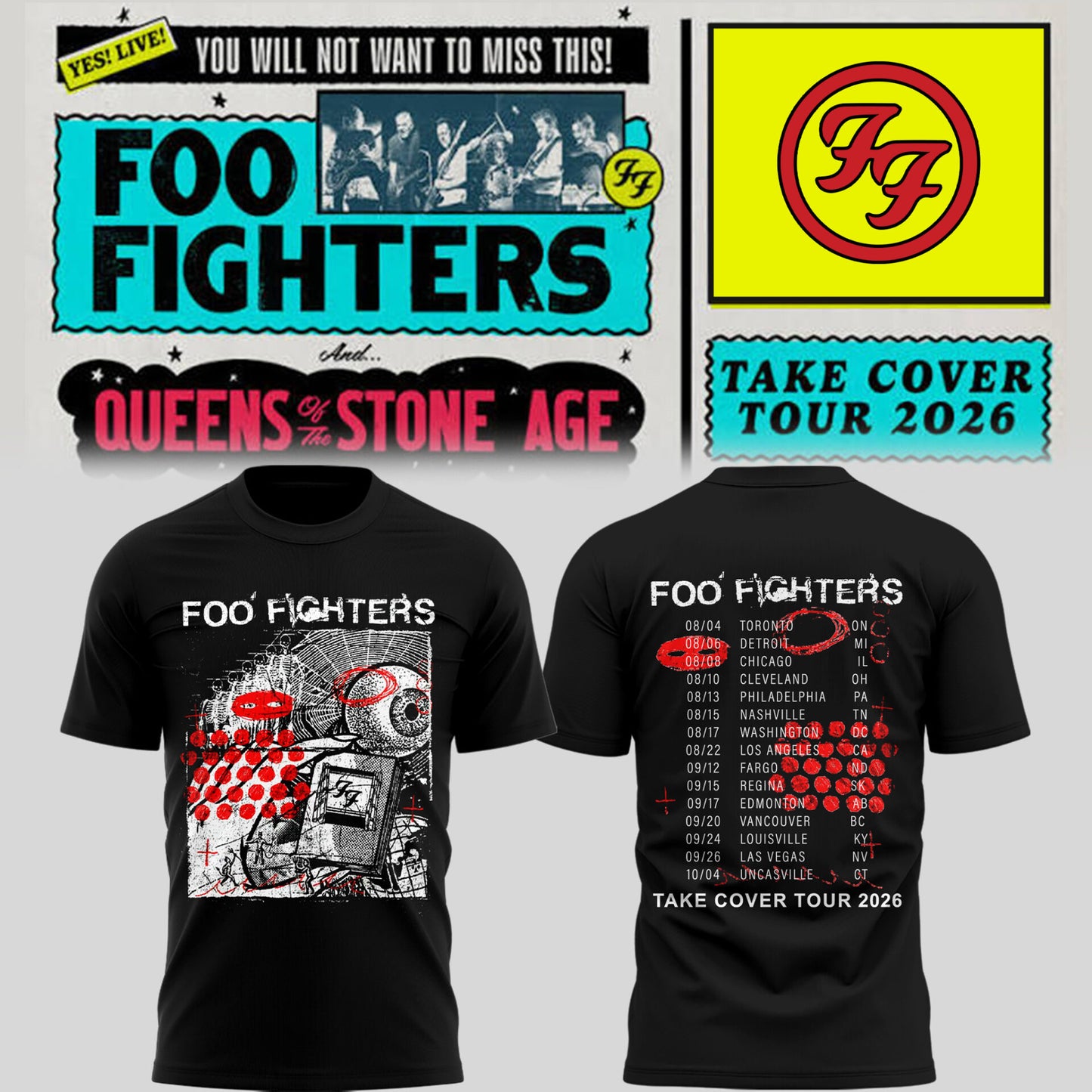 FF 🎸🎤 “Take Cover Tour 2026” TShirt