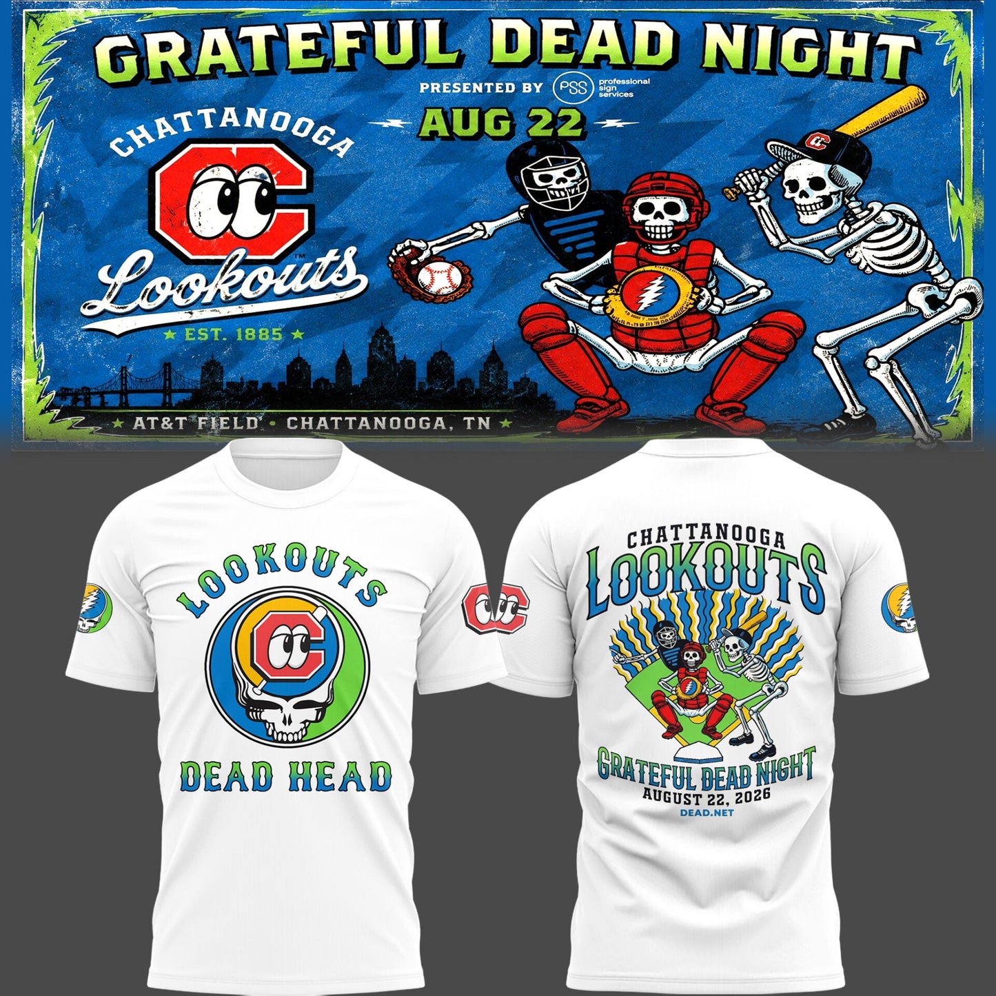 Limited Edition Chattanooga Lookouts - Grateful Dead Night 🎸🌹 Shirt 4