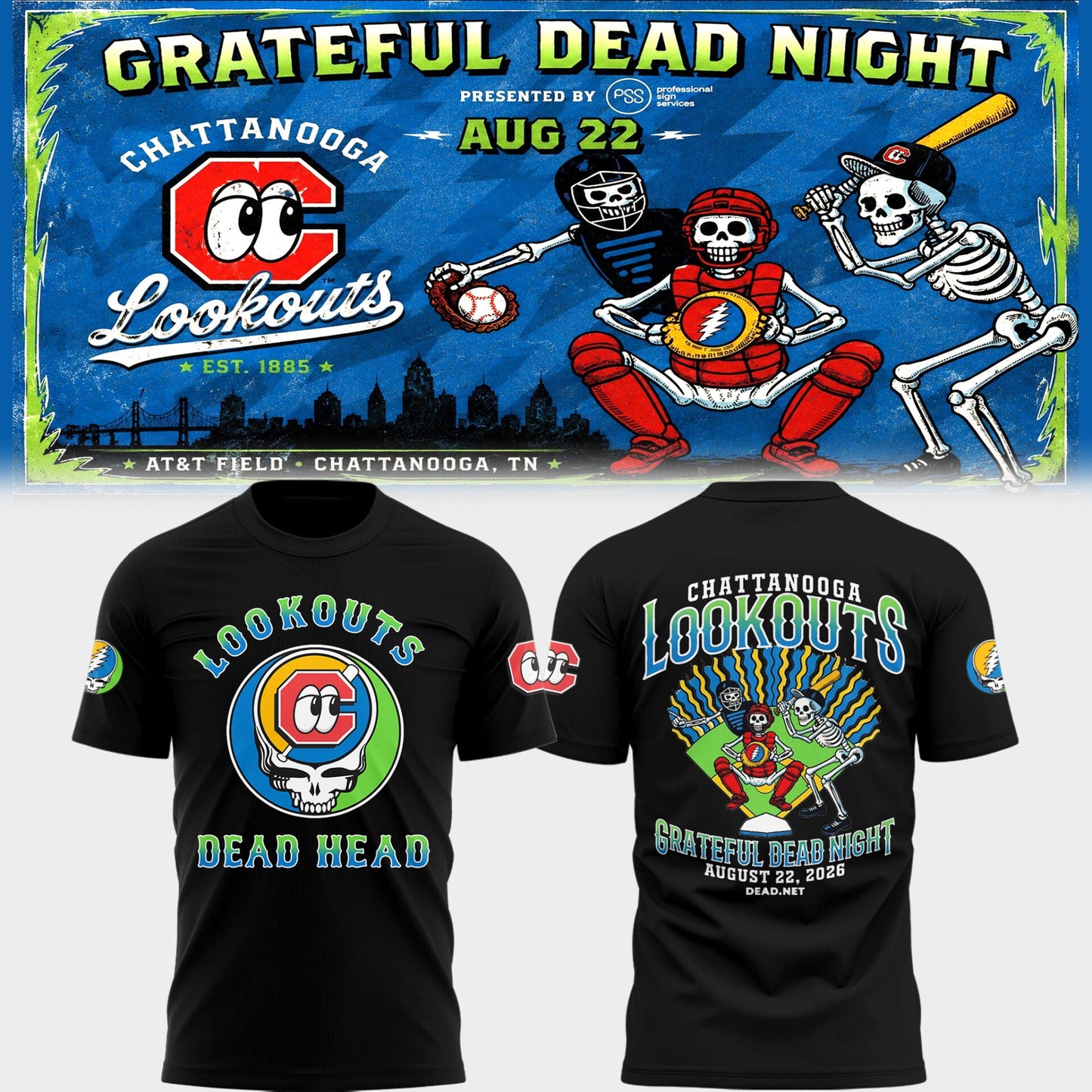 Limited Edition Chattanooga Lookouts - Grateful Dead Night 🎸🌹 Shirt 5