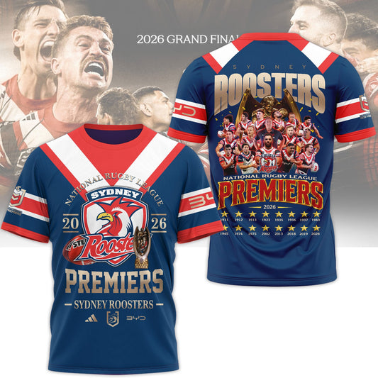 Limited Edition Sydney Roosters 2026 NRL Premiers T-shirt