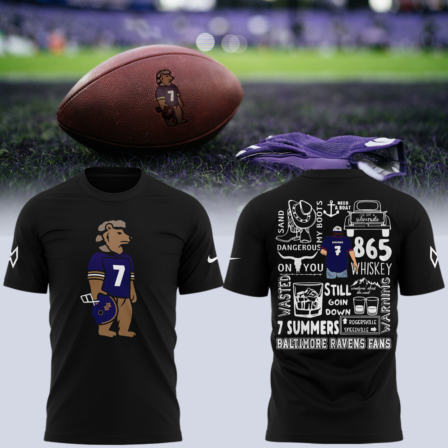 Limited Edition Baltimore Ravens x MW  Black Tshirt