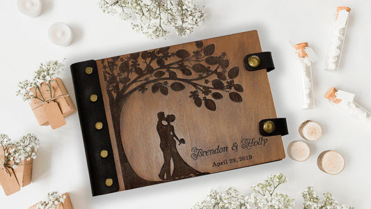 Personalized wedding photo album, Personalized family album, Custom wooden album, Unigue couple photo album