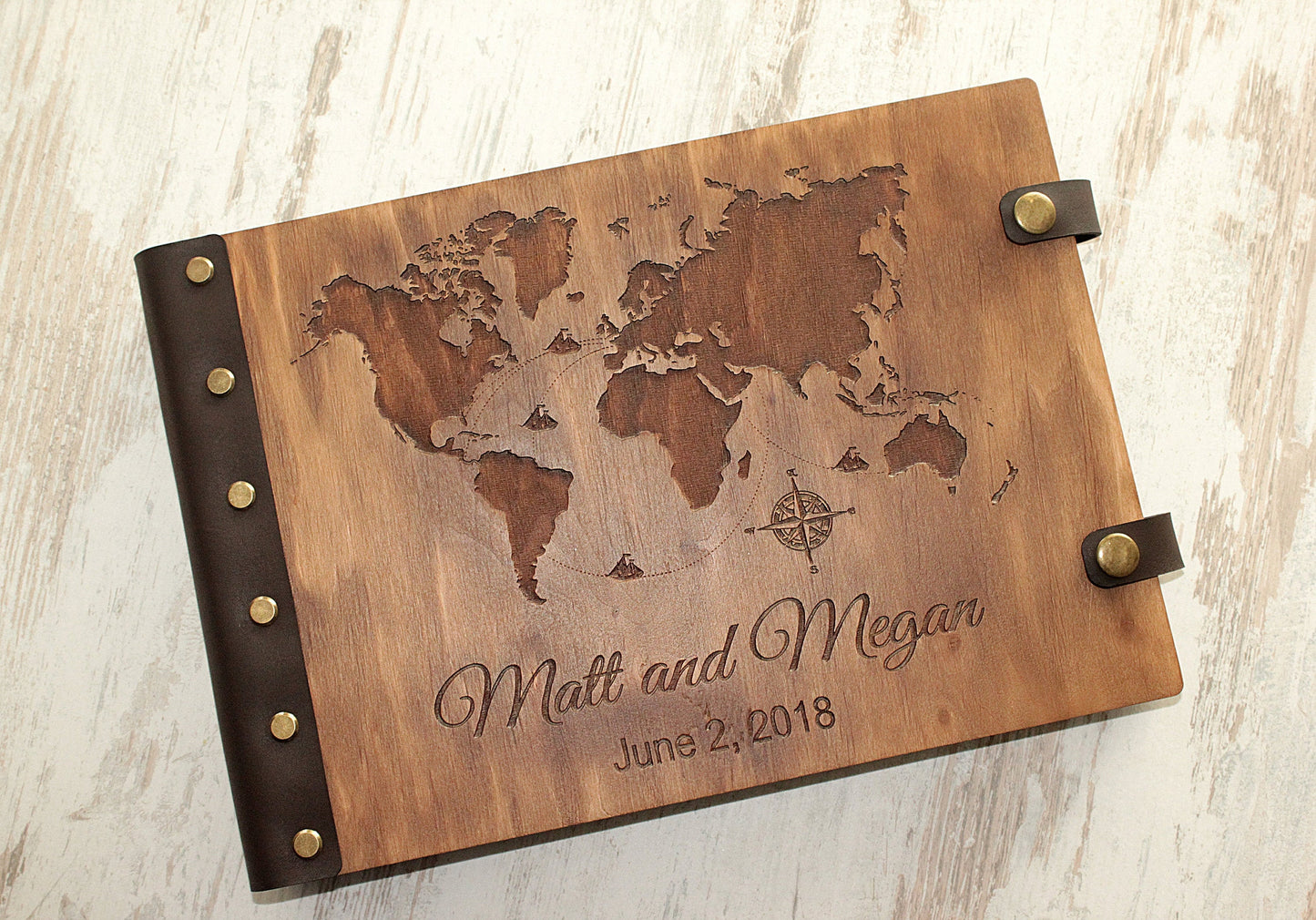 Personalized wedding photo album Wooden travel photo album Family adventure photo album Custom photo album Travel photo album