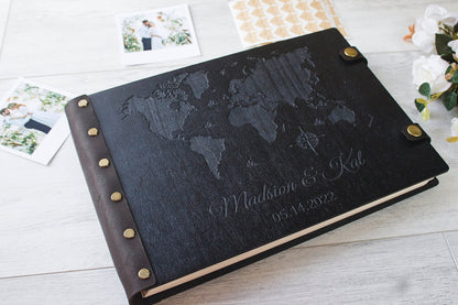 Custom Engraved Photo Album, Personalized Scrapbook, Birthday Gift, Wooden Wedding Photo Album, Anniversary Couple Gift