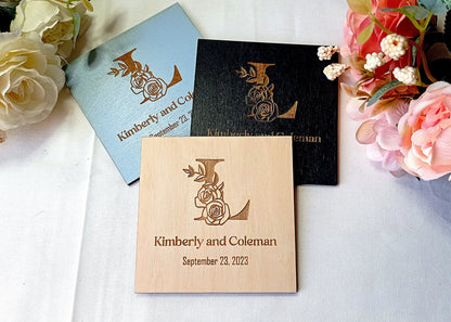 Personalized Wooden Wedding Coasters, Rustic Favors in Bulk