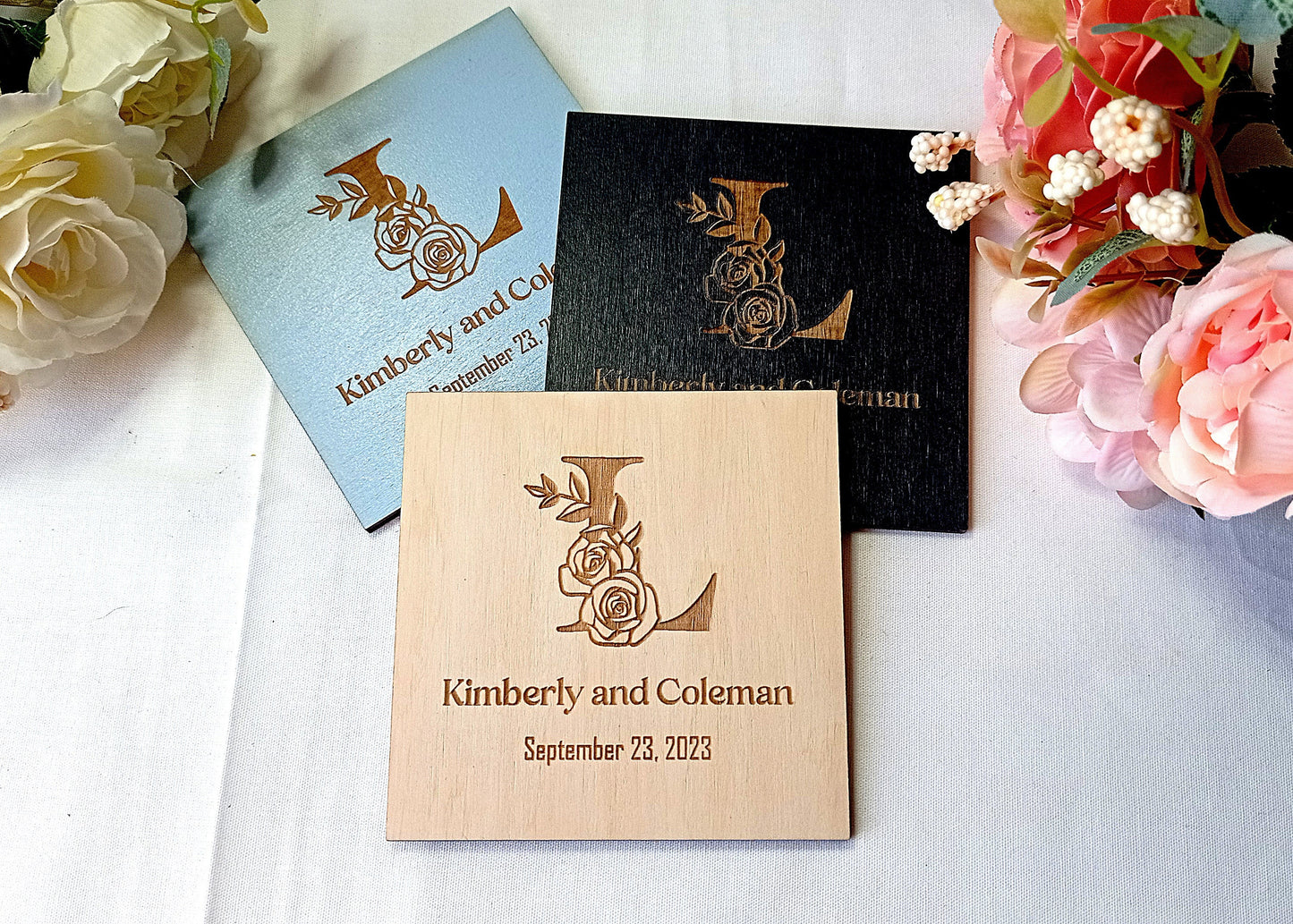 Personalized Wooden Wedding Coasters: Rustic Favors for Guests