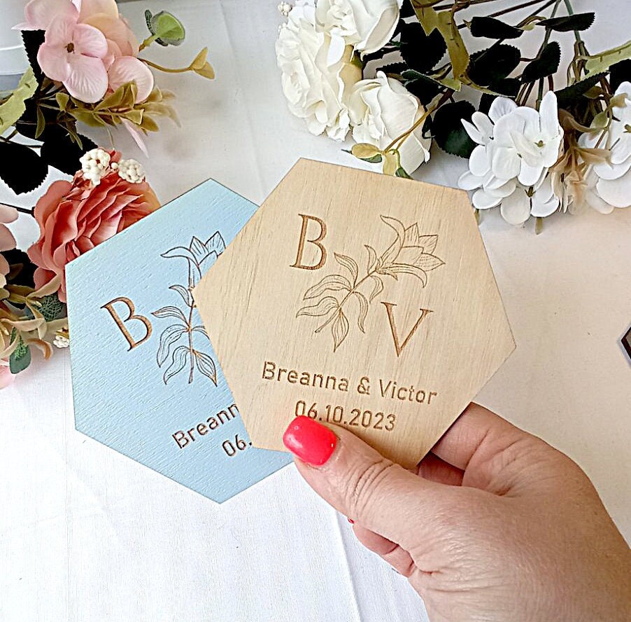 Personalized Wedding Favors, Rustic Wood Coasters, Bulk Wedding Gift