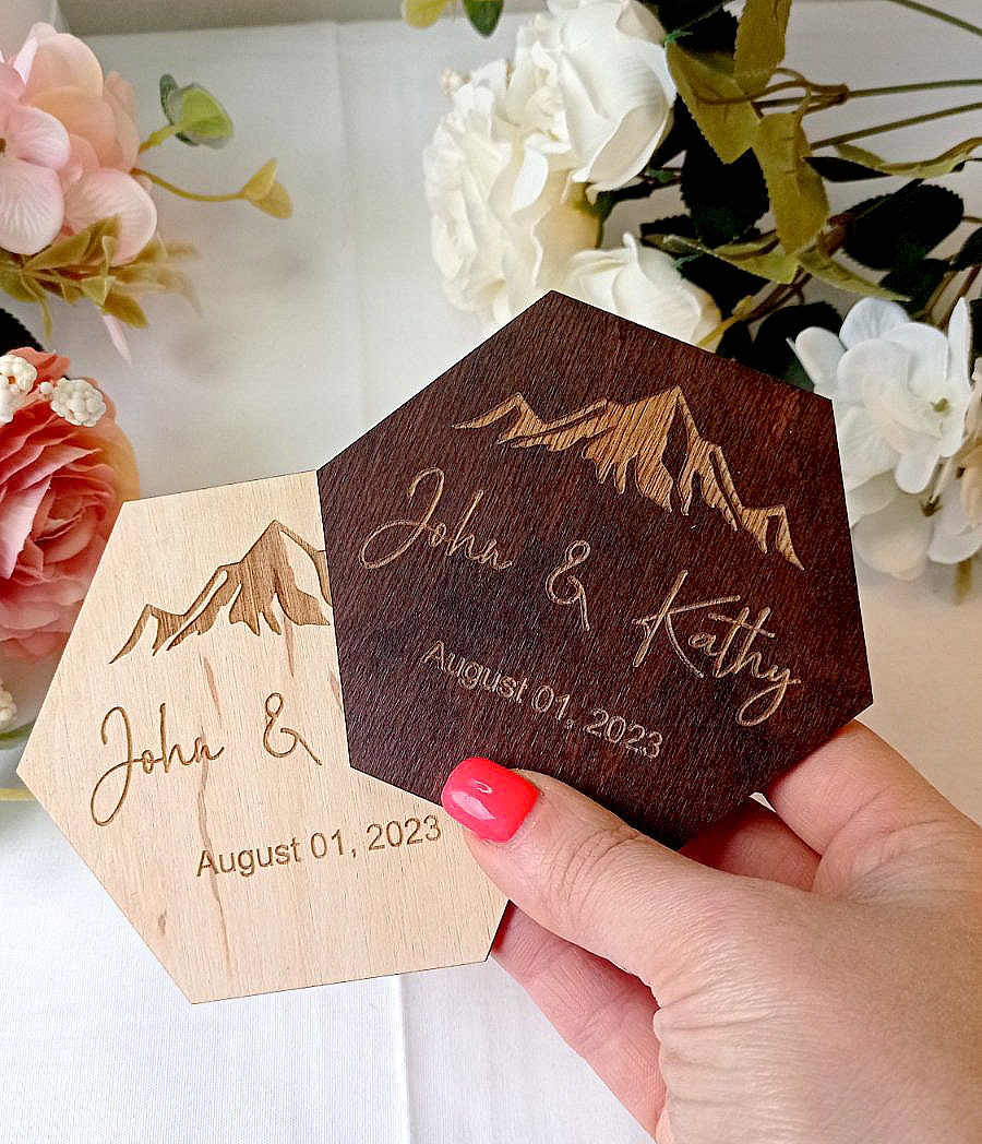 Personalized Wooden Wedding Coasters, Rustic Favors in Bulk
