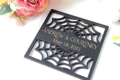 Gothic Wedding Favors Coaster, Halloween Coaster Favors for Guests in Bulk, Gothic Wedding Decor, Guests Gift